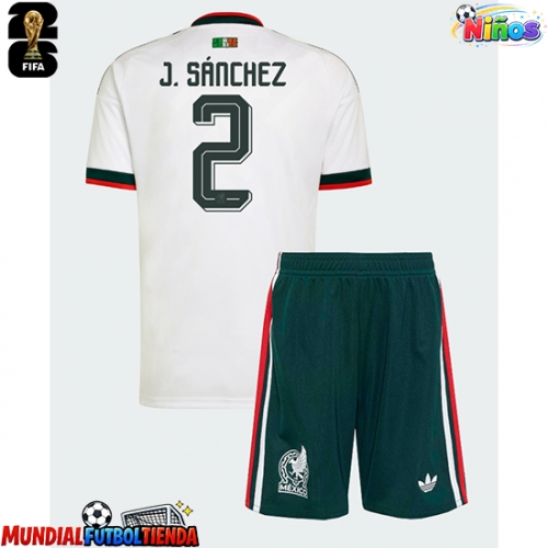 Camiseta México Jorge Sanchez #2 Segunda Equipación Replica Mundial 2026 para niños mangas cortas (+ Pantalones cortos)